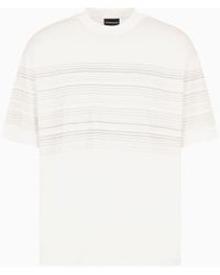 Emporio Armani - Camiseta De Corte Ancho De Punto Mezcla De Lyocell Con Pespuntes En Zigzag Asv - Lyst