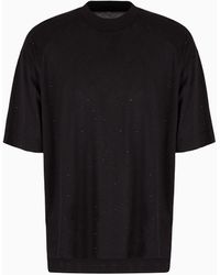 Emporio Armani - Camiseta Holgada De Punto De Mezcla De Lyocell Con Strass Clubwear Asv - Lyst