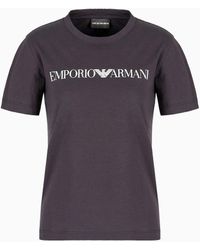 Emporio Armani - T-shirt In Jersey Organico Con Stampa Logo Asv - Lyst