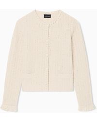 Emporio Armani - Check-Effect Knit Jacket - Lyst