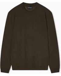 Emporio Armani - Travel Essential Plain-Knit Virgin-Wool Jumper - Lyst
