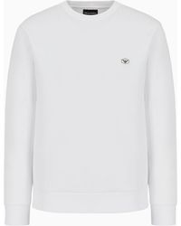 Emporio Armani - Crew-neck Sweatshirt With Micro Logo Patch - Lyst