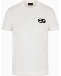Emporio Armani - Camiseta En Punto De Mezcla De Lyocell Con Logotipo Ea Bordado En Relieve - Lyst