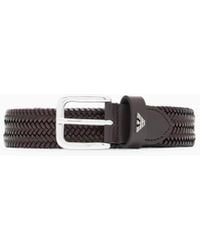Emporio Armani - Woven-Leather Belt - Lyst
