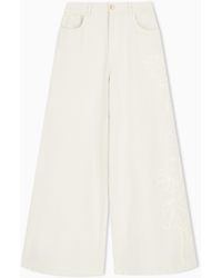 Emporio Armani - J1H Loose-Fit Linen-Blend Canvas Jeans With Embroidery - Lyst
