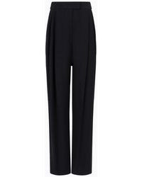 Emporio Armani - Envers-satin Palazzo Trousers With Darts - Lyst