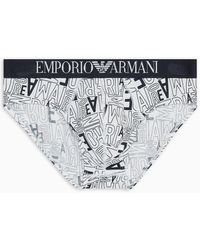 Emporio Armani - Briefs With Bold All-over Logo Print - Lyst