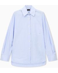 Emporio Armani - Striped Cotton Poplin Shirt With A Single Chest Pocket - Lyst