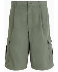 Emporio Armani - Sustainability Values Capsule Collection Garment-dyed Organic Poplin Cargo Bermuda Shorts - Lyst