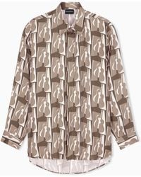 Emporio Armani - Printed Shirt With A Classic Collar And Abstract Pattern - Lyst