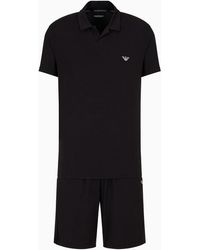 Emporio Armani - Cosy Modal Fitted Pyjamas With Bermuda Shorts - Lyst