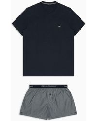 Emporio Armani - Comfort-fit Jacquard-pattern Pyjamas With Boxers - Lyst