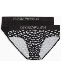 Emporio Armani - Two-pack Of Mixed Pattern Print Briefs - Lyst