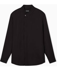 Emporio Armani - Armure Cupro Shirt With Guru Collar - Lyst