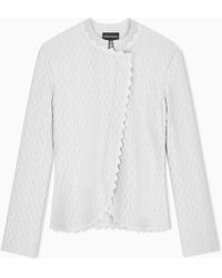 Emporio Armani - Double Ottoman Blazer With Wavy Texture And Scalloped Edges - Lyst