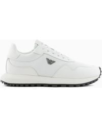 Emporio Armani - Asv Recycled Nylon Sneakers With Regenerated Saffiano Details - Lyst