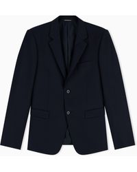 Emporio Armani - Plain Worsted Wool Single-Breasted Jacket - Lyst