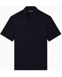 Emporio Armani - Wool Slub Jersey Polo Shirt - Lyst