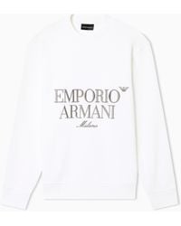 Emporio Armani - French Terry Jersey Sweatshirt With Embroidered Logo - Lyst