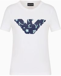 Emporio Armani - Asv T-shirt Aus Bio-stretchjersey Mit Maxi-adlermuster - Lyst