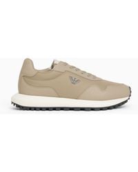 Emporio Armani - Recycled Nylon Sneakers With Regenerated Saffiano Details - Lyst