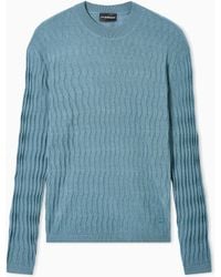 Emporio Armani - Diamond Stitch Virgin Wool Crewneck Sweater - Lyst