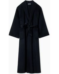 Emporio Armani - Cashmere And Virgin-Wool Long Coat With Belt - Lyst