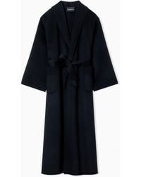 Emporio Armani - Langer Mantel Mit Gürtel, Aus Kaschmir Und Schurwolle - Lyst
