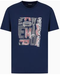 Emporio Armani - Camiseta De Playa De Punto Con Macrologotipo Estampado - Lyst