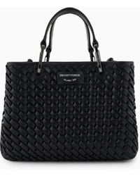 Emporio Armani - Kleiner Shopper Myea Aus Geflochtenem Leder - Lyst