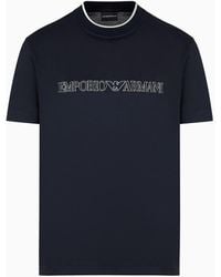 Emporio Armani - Asv T-shirt Aus Jersey-lyocell-mischung, Mit Stickerei In Relief-optik - Lyst