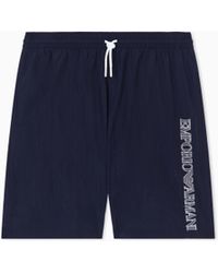 Emporio Armani - Bermuda Shorts With Stitched Logo Embroidery - Lyst