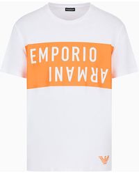 Emporio Armani - Camiseta De Playa De Punto Con Logotipo Llamativo Estampado - Lyst