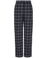 Emporio Armani - Icon Jacquard Jersey Trousers With Madras Print - Lyst