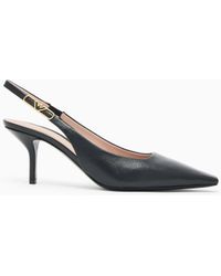 Emporio Armani - Nappa-Leather Slingback Court Shoes With Eagle Plate - Lyst