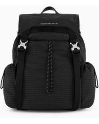 Emporio Armani - Mochila De Tejido Jacquard De Nailon Con Inscripción Integral De Logotipo Ea - Lyst