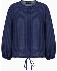 Emporio Armani - Shirt Jacket In Gingham-effect Seersucker Fabric - Lyst