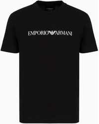 Emporio Armani - Camiseta De Punto De Algodón Pima Con Estampado De Logotipo - Lyst
