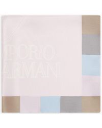 Emporio Armani - Silk Foulard With Framed Logo Print - Lyst