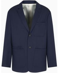 Emporio Armani - Virgin-Wool Twill Single-Breasted Blazer - Lyst