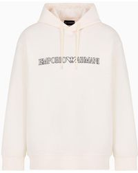 Emporio Armani - Oversize-sweatshirt Mit Kapuze, Gefertigt Aus Doppellagigem Jersey Mit Kapuze Und Gesticktem, Profiliertem Logo - Lyst