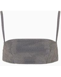 Emporio Armani - Rhinestone-covered Bandeau Top With Shoulder Straps - Lyst