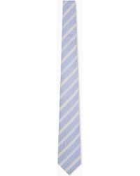 Emporio Armani - Pure Silk Jacquard Stripe And Chevron Tie - Lyst