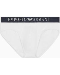 Emporio Armani - Slip In Cotone Superfine Con Vita Logata - Lyst