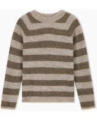 Emporio Armani - Striped Mohair Wool Blend Sweater - Lyst