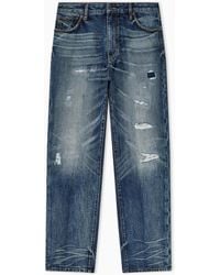 Emporio Armani - J22 Regular-Fit, Stone-Washed Denim Jeans With Rips - Lyst