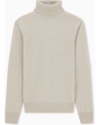 Emporio Armani - Plain-Knit Pure Cashmere Rollneck Jumper - Lyst