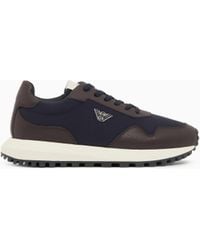 Emporio Armani - Recycled Nylon Sneakers With Regenerated Saffiano Details - Lyst