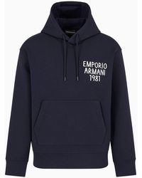 Emporio Armani - Felpa Con Cappuccio E Ricamo Logo In Double Jersey - Lyst