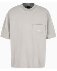 Emporio Armani - Oversize-t-shirt Aus Heavy Jersey Mit Tasche Und Logo-stickerei In Relief-optik - Lyst